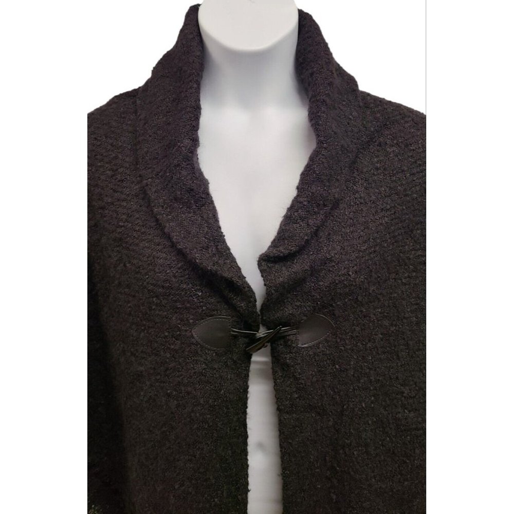 Modena Wrap Womens One Size Black Shawl Collar Poncho Toggle Button Clos… - Picture 3 of 6